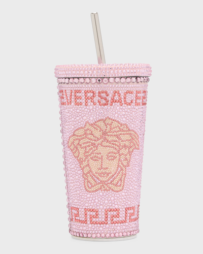 Shop Versace Medusa Studded Travel Mug In Pink Pink