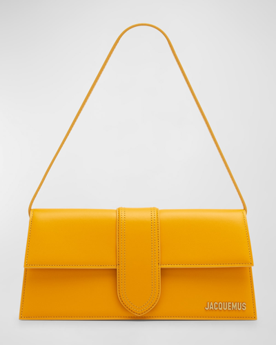 Shop Jacquemus Le Bambino Long Leather Shoulder Bag In Dark Orange