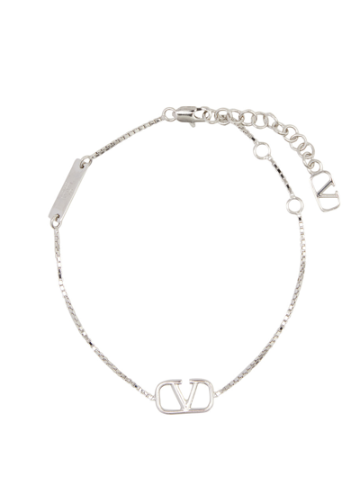 Shop Valentino Garavani Vlogo Chain Bracelet In Silver