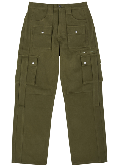 Shop Rhude Amaro Cotton Cargo Trousers In Olive