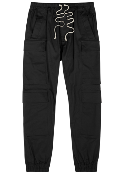 Shop Rick Owens Mastodon Stretch-cotton Cargo Trousers In Black