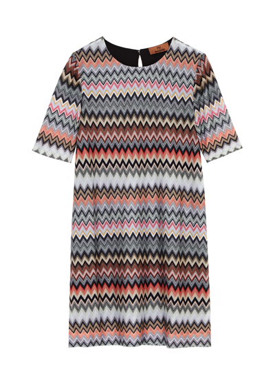 Shop Missoni Zigzag-intarsia Fine-knit Mini Dress In Multicoloured 1