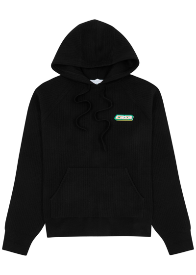 Shop Casablanca Logo Hooded Wool-blend Sweatshirt In Black