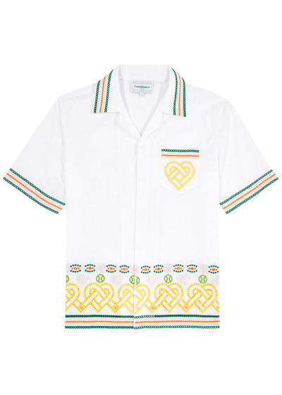 Shop Casablanca Eyelet-embroidered Cotton Shirt In White