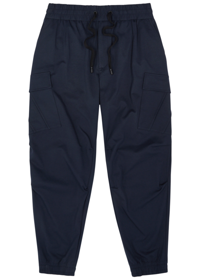 Shop Dolce & Gabbana Stretch-jersey Cargo Sweatpants In Navy