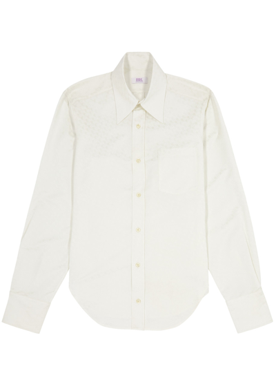 Shop Erl Logo-jacquard Satin Shirt In White