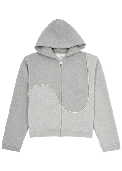 Shop Erl Swirl Hooded Cotton Sweatshirt In Grey