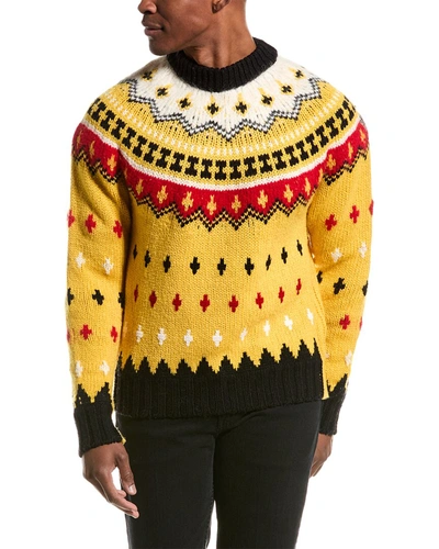 Shop Moncler Wool & Alpaca-blend Crewneck Sweater In Yellow
