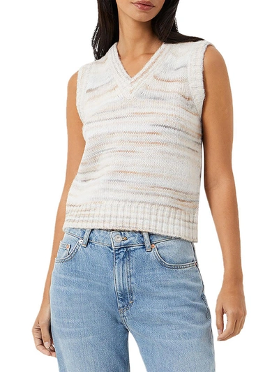 Shop French Connection Womens Space Dye V-neck Sweater Vest In White