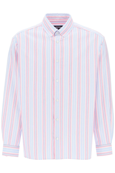 Shop Apc A.p.c. Mathias Striped Oxford Shirt