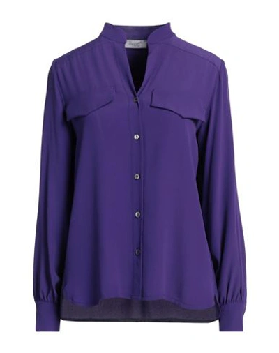 Shop Hopper Woman Shirt Purple Size 6 Acetate, Silk