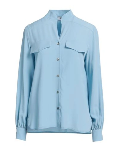 Shop Hopper Woman Shirt Light Blue Size 10 Acetate, Silk