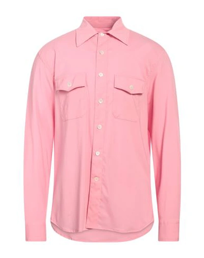 Shop Grifoni Man Shirt Pink Size 19 Virgin Wool, Elastane