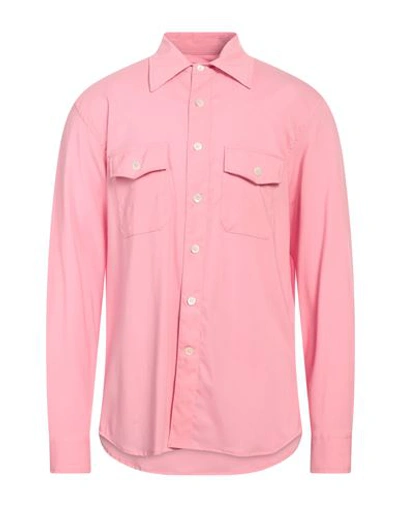 Grifoni Man Shirt Pink Size 19 Virgin Wool, Elastane In Pink