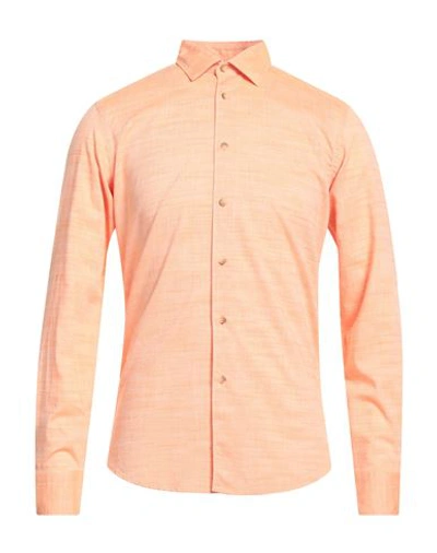 Shop Sali & Tabacchi Man Shirt Apricot Size 15 ¾ Cotton In Orange