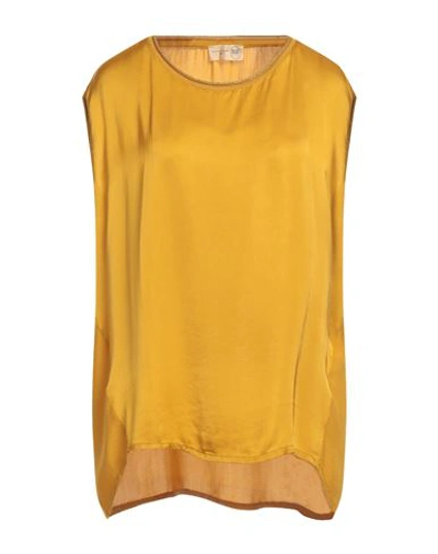 Shop Bsb Woman Top Ocher Size S Viscose In Yellow