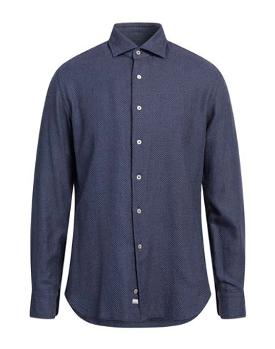 Shop Alessandro Gherardi Man Shirt Midnight Blue Size Xl Cotton