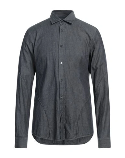 Shop Gerald Pahr Man Shirt Steel Grey Size 16 Cotton