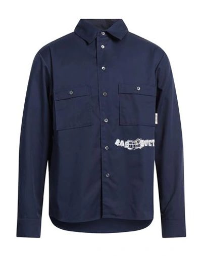 Shop Rassvet Man Shirt Navy Blue Size Xl Polyester, Cotton
