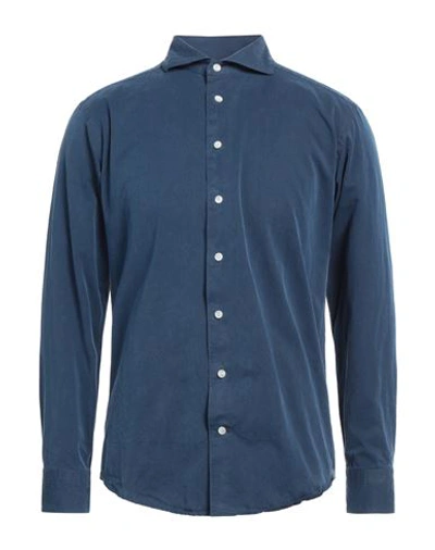 Shop Eton Man Shirt Navy Blue Size Xl Cotton