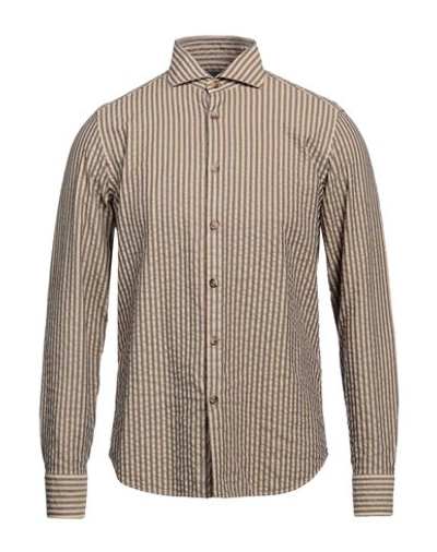 Shop Lardini Man Shirt Sand Size 15 ¾ Cotton, Polyester In Beige