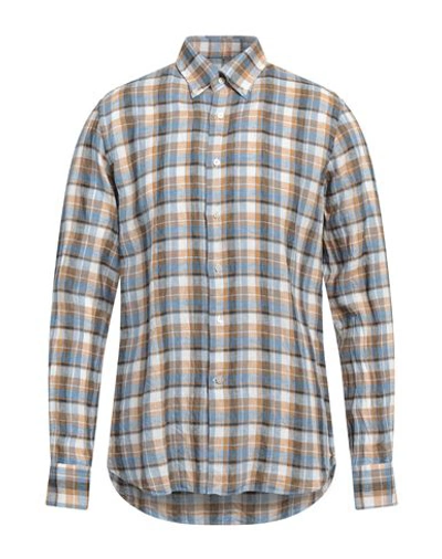 Shop Alessandro Gherardi Man Shirt Slate Blue Size 16 Linen