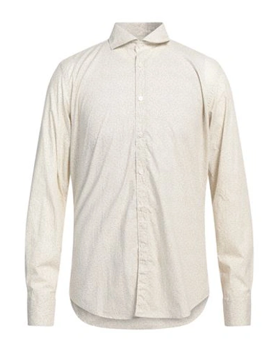 Shop Canali Man Shirt Beige Size L Cotton