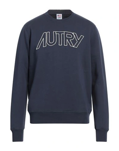 Shop Autry Man Sweatshirt Navy Blue Size S Cotton