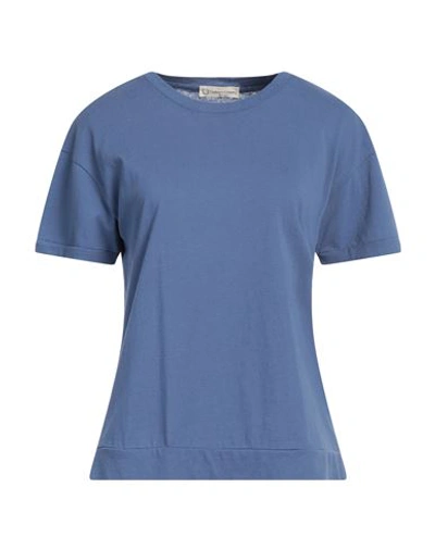 Shop Cashmere Company Woman T-shirt Blue Size 10 Cotton, Linen