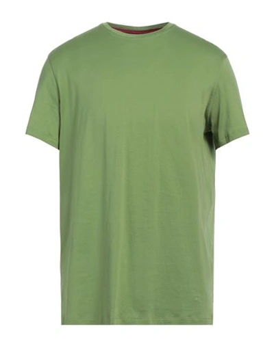 Shop Isaia Man T-shirt Green Size Xxl Cotton