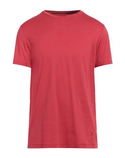Shop Isaia Man T-shirt Brick Red Size 3xl Cotton