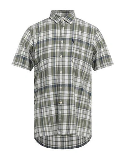 Shop Barbour Man Shirt Military Green Size Xxl Linen, Cotton