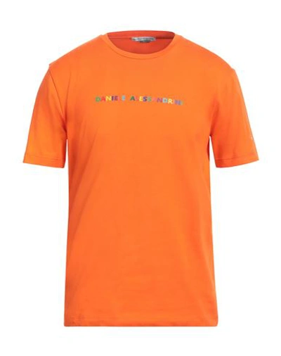 Shop Grey Daniele Alessandrini Man T-shirt Orange Size L Cotton, Elastane