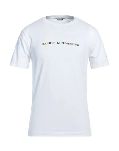 Shop Grey Daniele Alessandrini Man T-shirt White Size S Cotton, Elastane