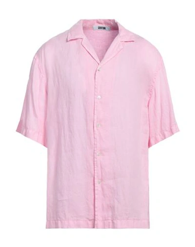 Shop Grifoni Man Shirt Pink Size 42 Linen