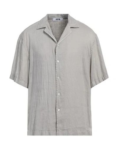 Shop Grifoni Man Shirt Dove Grey Size 42 Linen