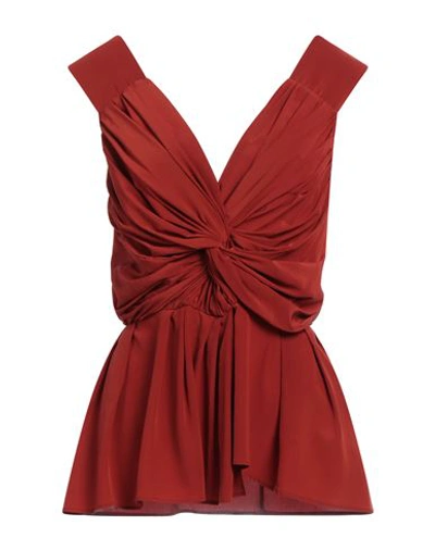 Shop Erika Cavallini Woman Top Rust Size 10 Silk In Red