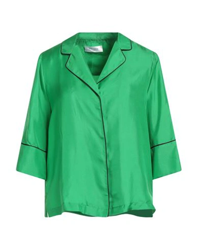 The Nina Studio Woman Shirt Green Size 8 Silk In Green