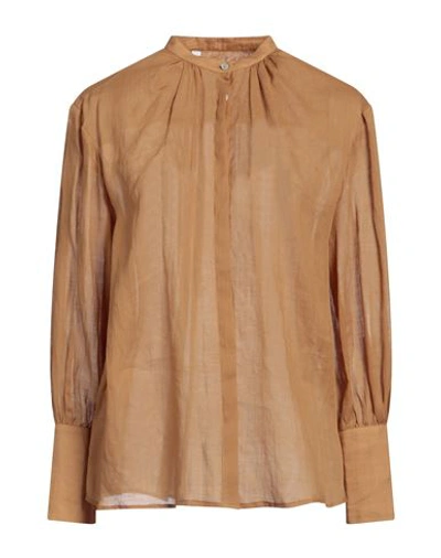 Shop Barba Napoli Woman Shirt Camel Size 6 Rayon In Beige