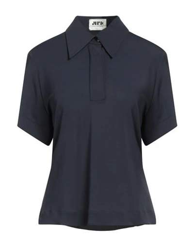 Shop Maison Rabih Kayrouz Woman Polo Shirt Midnight Blue Size 6 Viscose, Elastane