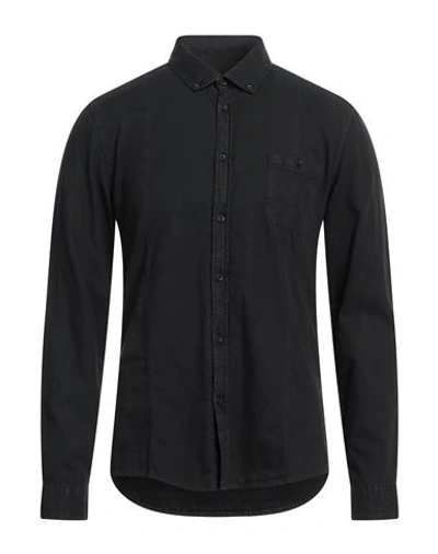 Shop Drykorn Man Denim Shirt Black Size Xl Cotton