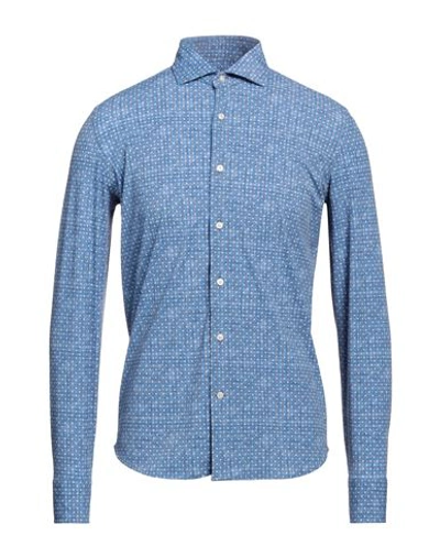 Shop Ghirardelli Man Shirt Azure Size 17 ½ Polyamide, Elastane In Blue