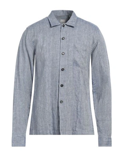 Shop Xacus Man Shirt Navy Blue Size L Linen