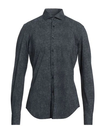 Xacus Man Shirt Navy Size 18 ½ Polyamide, Elastane In Navy Blue