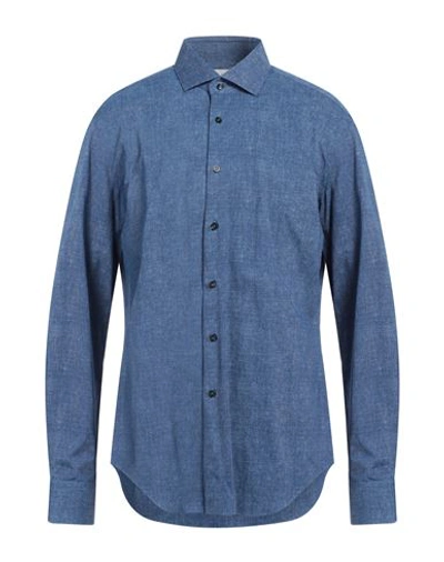 Shop Xacus Man Shirt Blue Size 17 Polyamide, Elastane