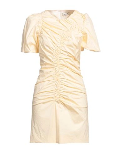 Shop Sandro Woman Mini Dress Yellow Size 10 Cotton, Elastane