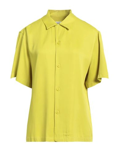 Shop Sandro Man Shirt Acid Green Size Xl Acetate, Viscose