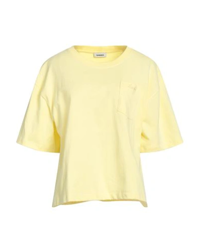 Shop Sandro Woman T-shirt Light Yellow Size 3 Cotton, Elastane