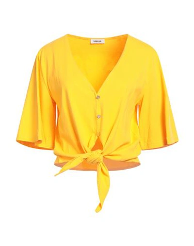 Shop Sandro Woman Shirt Orange Size 4 Cotton