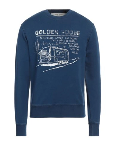 Shop Golden Goose Woman Sweatshirt Navy Blue Size S Cotton